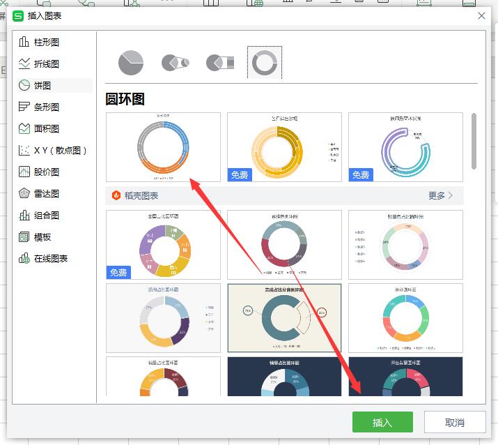 wps2019怎样插入环形图(5)