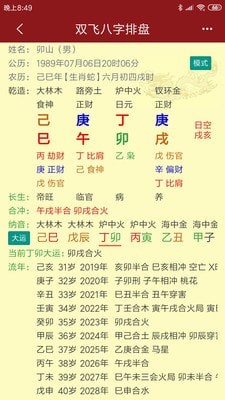 双飞八字排盘