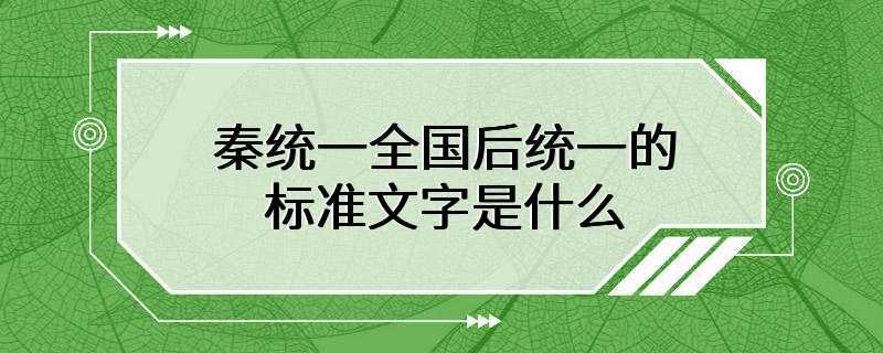 秦统一全国后统一的标准文字是什么