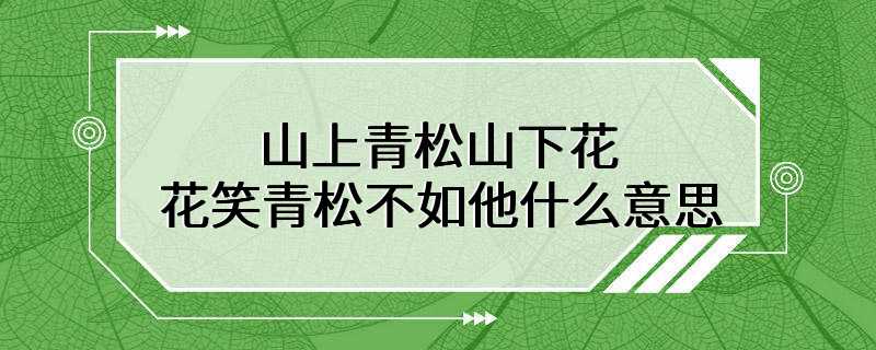 山上青松山下花花笑青松不如他什么意思