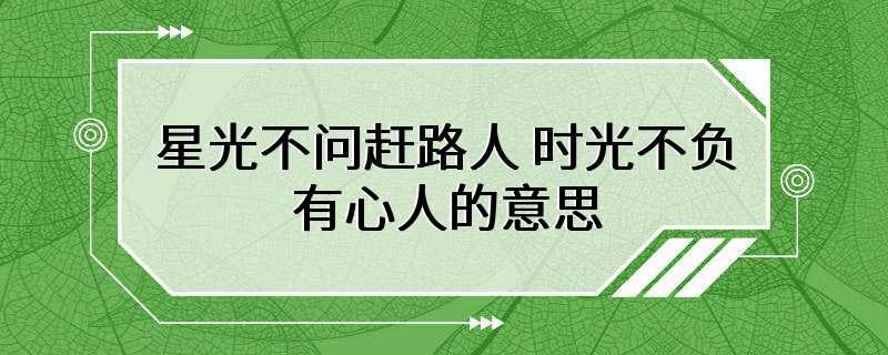 星光不问赶路人 时光不负有心人的意思