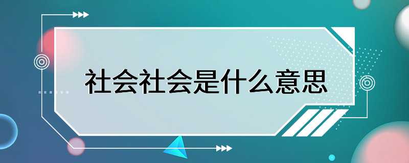 社会社会是什么意思