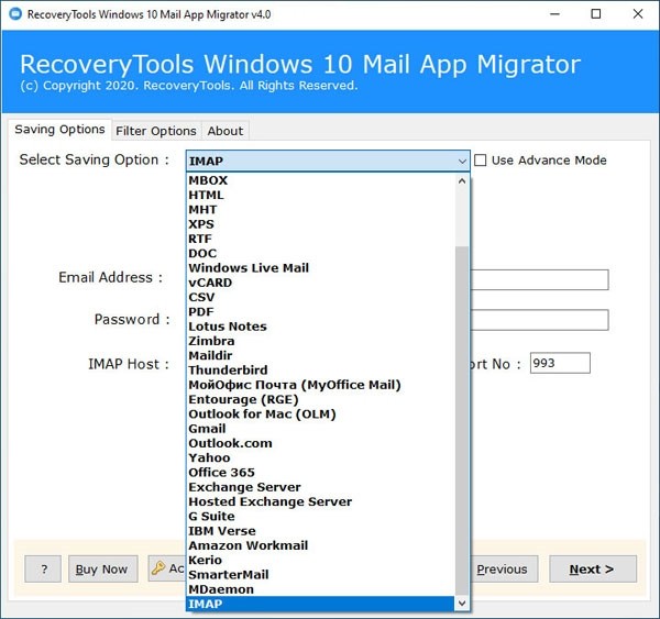 RecoveryTools Windows 10 Mail App Migrator(邮件转换工具)