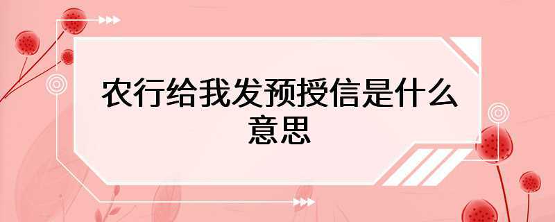 农行给我发预授信是什么意思