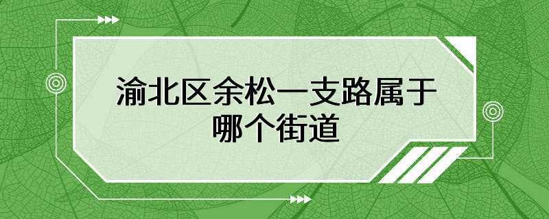 渝北区余松一支路属于哪个街道