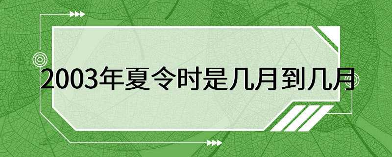 2003年夏令时是几月到几月