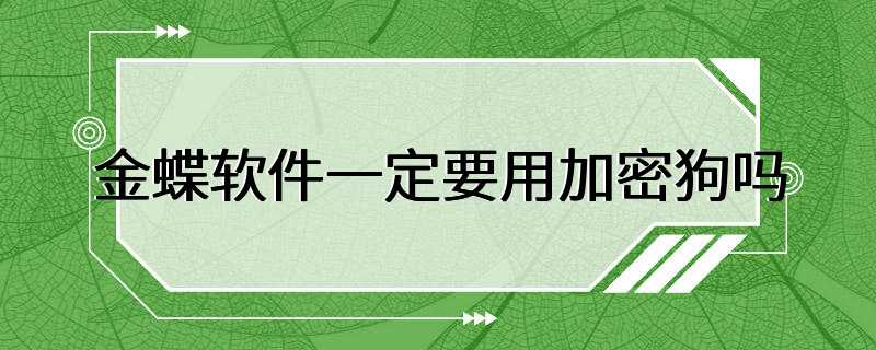 金蝶软件一定要用加密狗吗