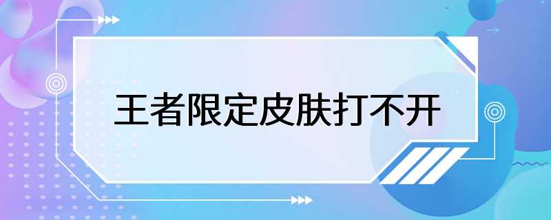 王者限定皮肤打不开