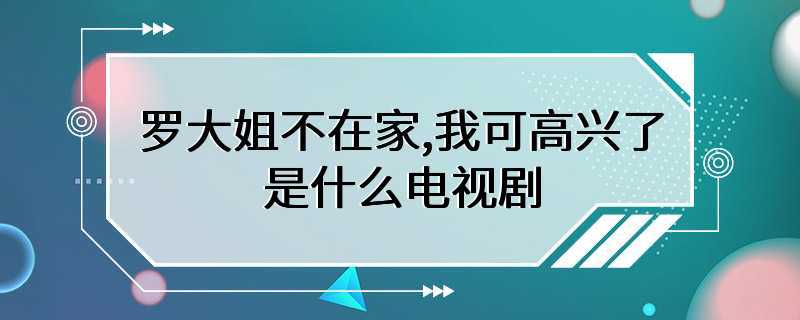 罗大姐不在家,我可高兴了是什么电视剧