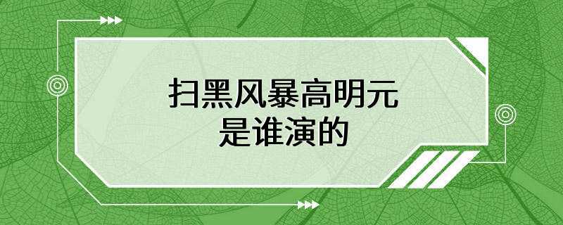 扫黑风暴高明元是谁演的