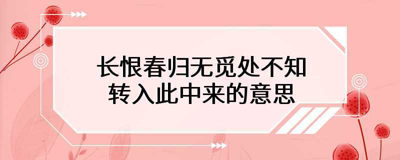 长恨春归无觅处不知转入此中来的意思