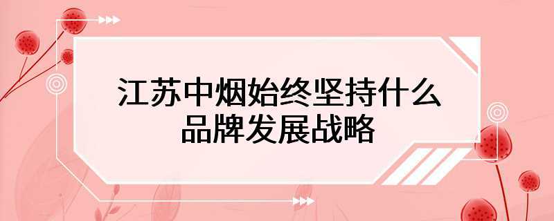 江苏中烟始终坚持什么品牌发展战略