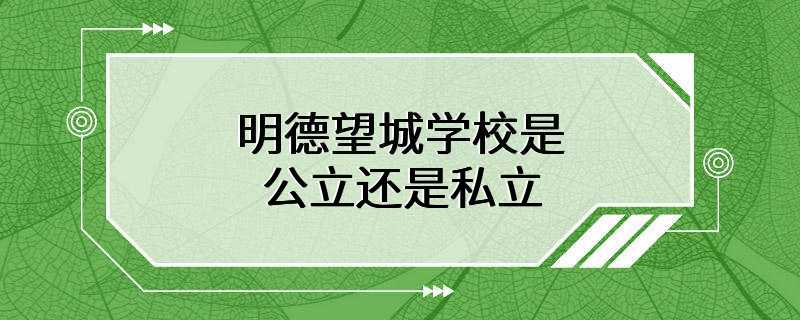 明德望城学校是公立还是私立