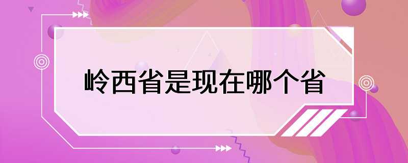 岭西省是现在哪个省