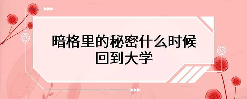 暗格里的秘密什么时候回到大学