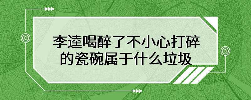 李逵喝醉了不小心打碎的瓷碗属于什么垃圾