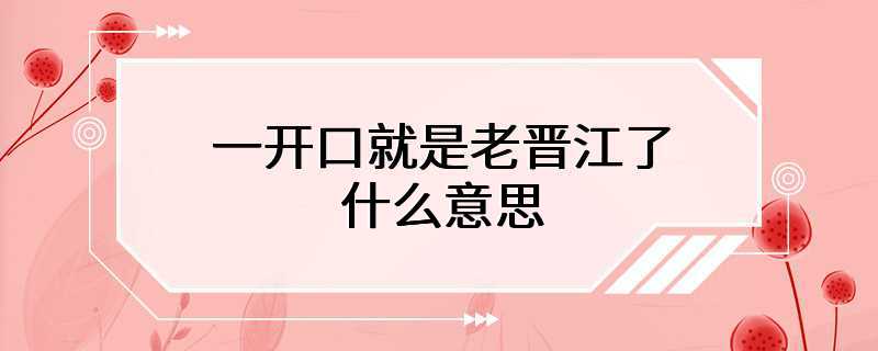 一开口就是老晋江了什么意思