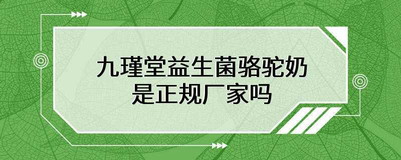 九瑾堂益生菌骆驼奶是正规厂家吗