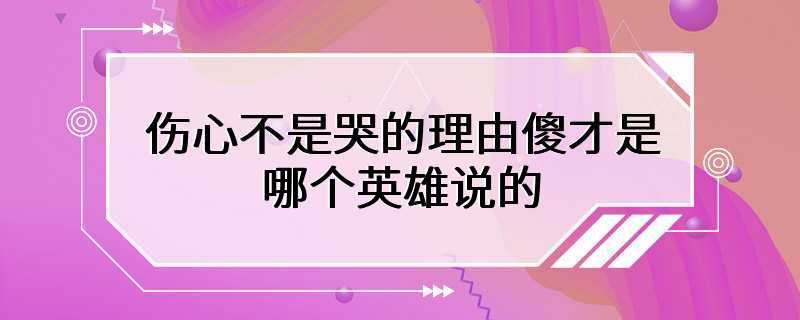 伤心不是哭的理由傻才是哪个英雄说的