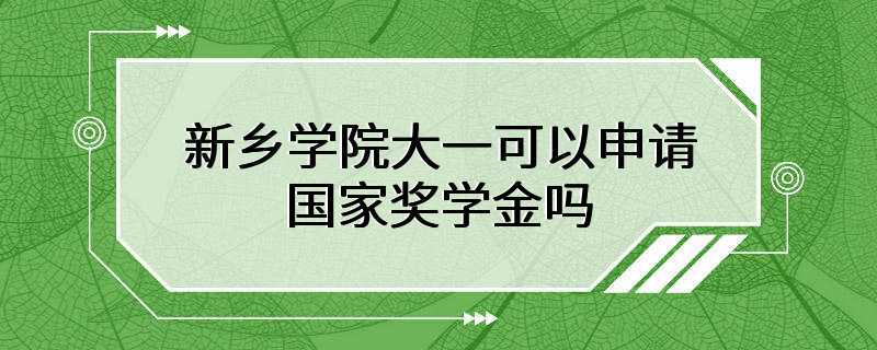 新乡学院大一可以申请国家奖学金吗