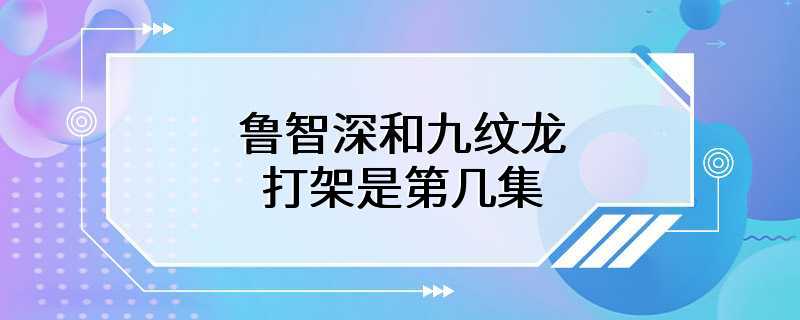 鲁智深和九纹龙打架是第几集