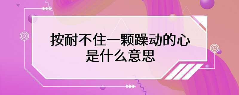 按耐不住一颗躁动的心是什么意思