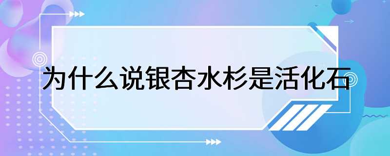 为什么说银杏水杉是活化石