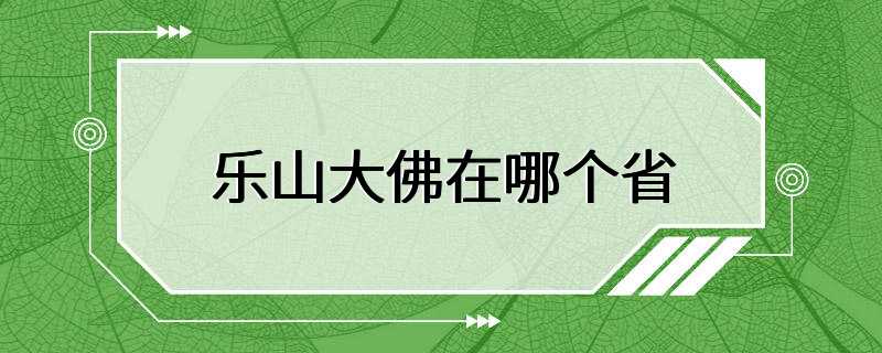 乐山大佛在哪个省