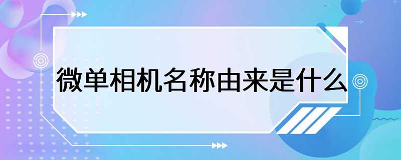 微单相机名称由来是什么