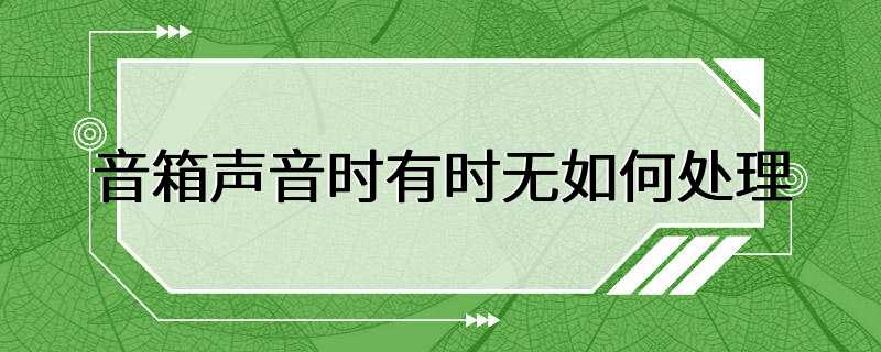 音箱声音时有时无如何处理