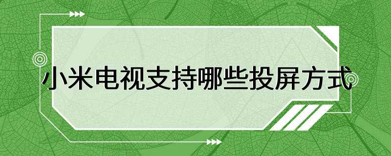 小米电视支持哪些投屏方式