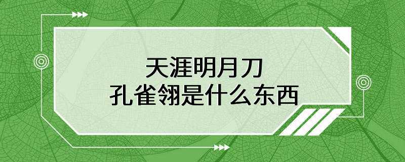 天涯明月刀孔雀翎是什么东西