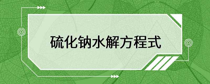 硫化钠水解方程式