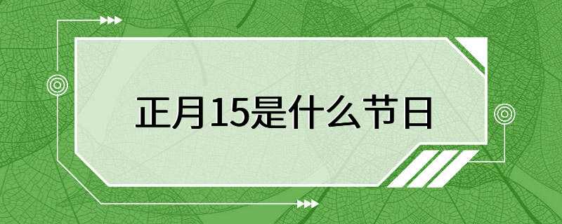 正月15是什么节日