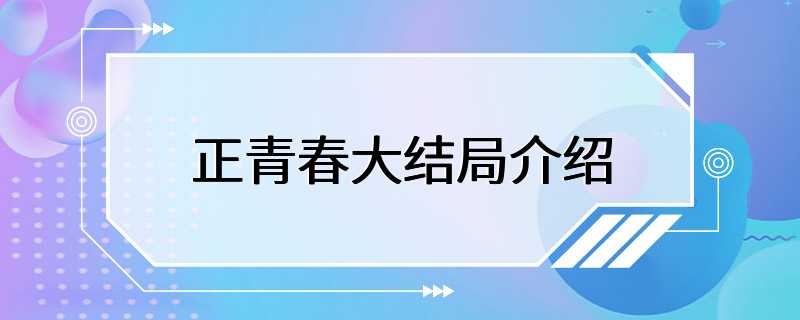 正青春大结局介绍