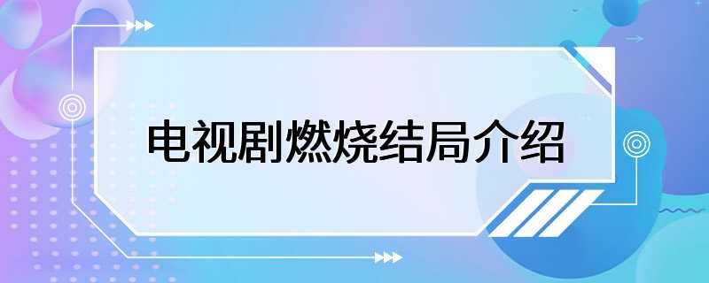 电视剧燃烧结局介绍