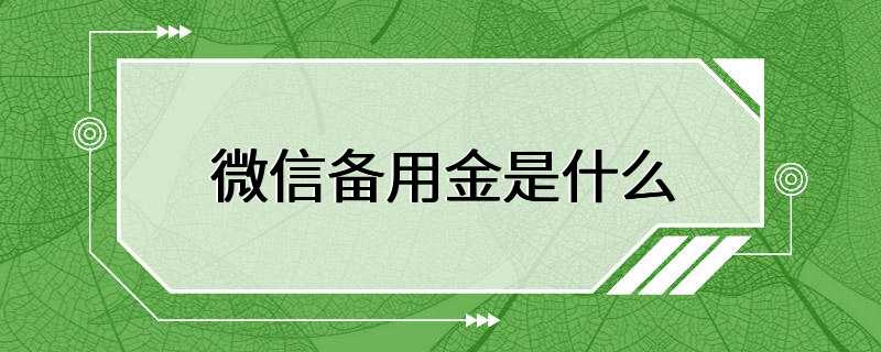 微信备用金是什么