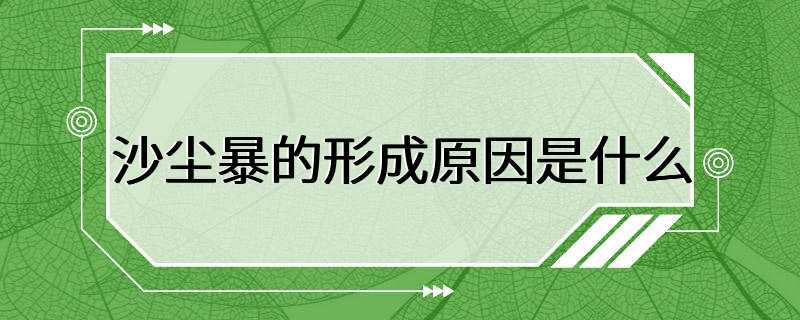 沙尘暴的形成原因是什么