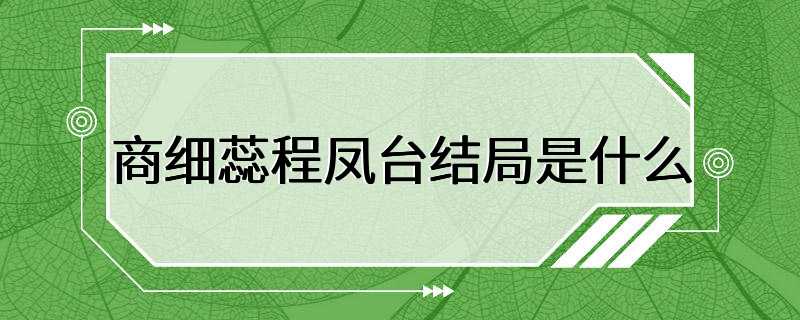 商细蕊程凤台结局是什么