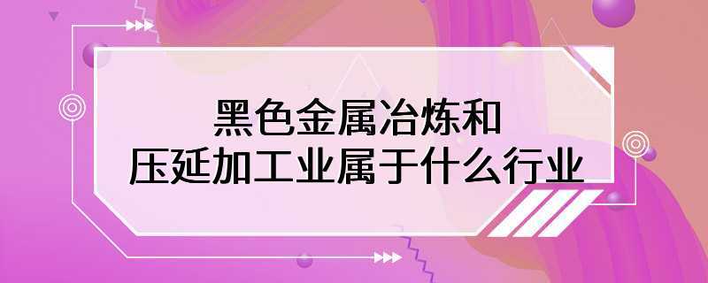 黑色金属冶炼和压延加工业属于什么行业