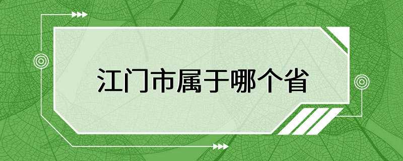 江门市属于哪个省