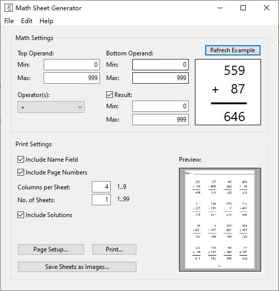 Math Sheet Generator(数学表格生成器)