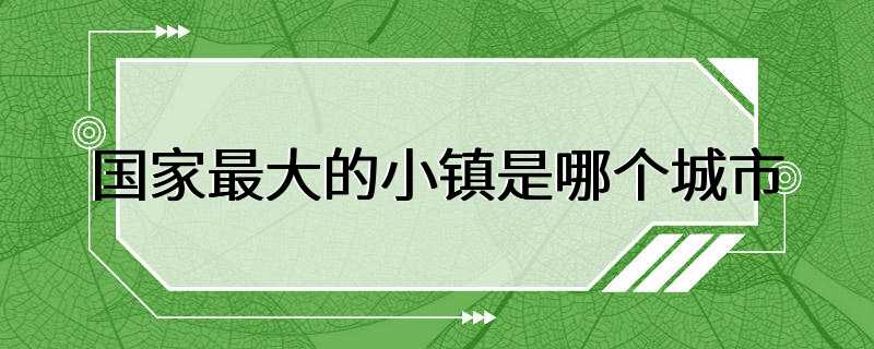 国家最大的小镇是哪个城市