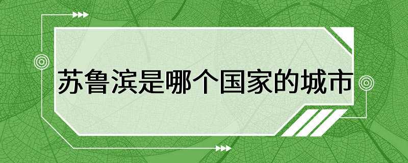 苏鲁滨是哪个国家的城市