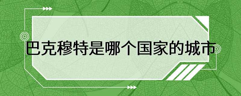 巴克穆特是哪个国家的城市