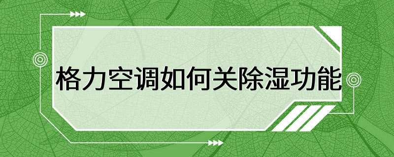 格力空调如何关除湿功能