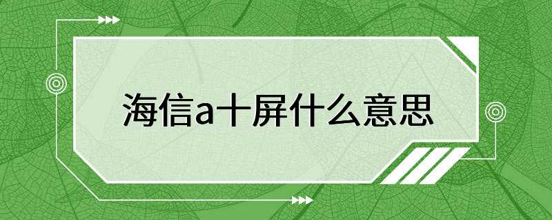 海信a十屏什么意思