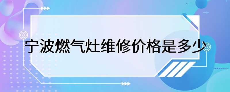 宁波燃气灶维修价格是多少