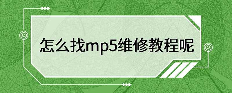 怎么找mp5维修教程呢