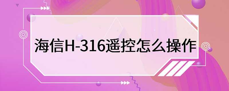 海信H-316遥控怎么操作